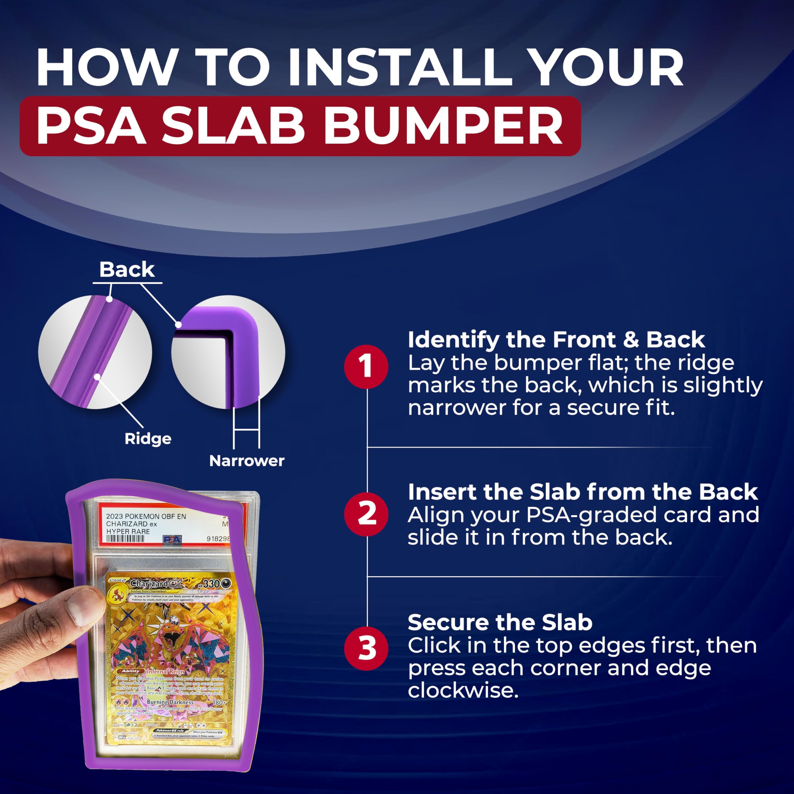 Hobby Defense slab bumper secures a standard PSA case with a snug, slip-resistant fit.