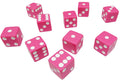 Hobby Monsters 10-piece pink 16mm dice set with white pips for tabletop play