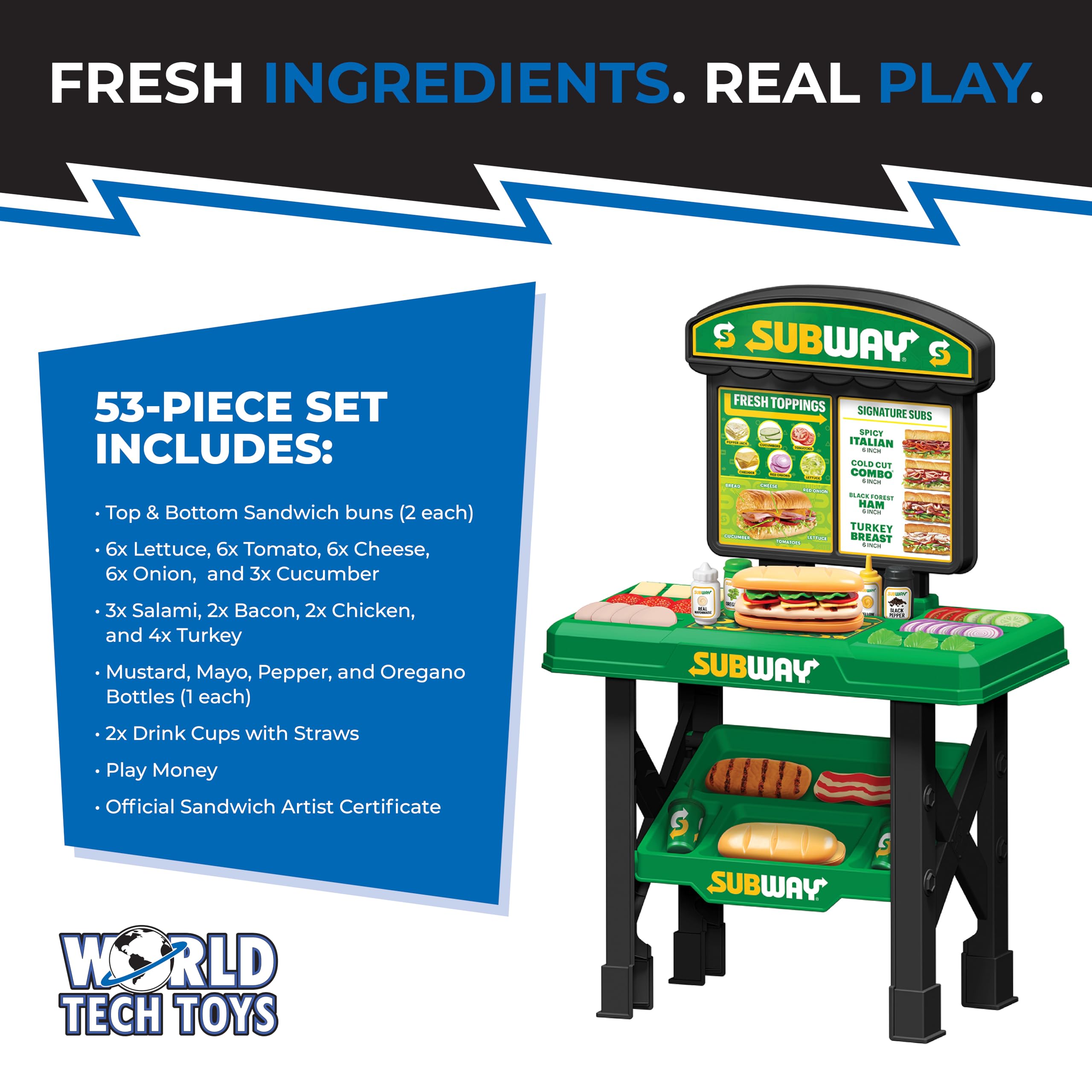 HobbyTron Subway veggies and toppings for colorful, role-play kitchen experiments.