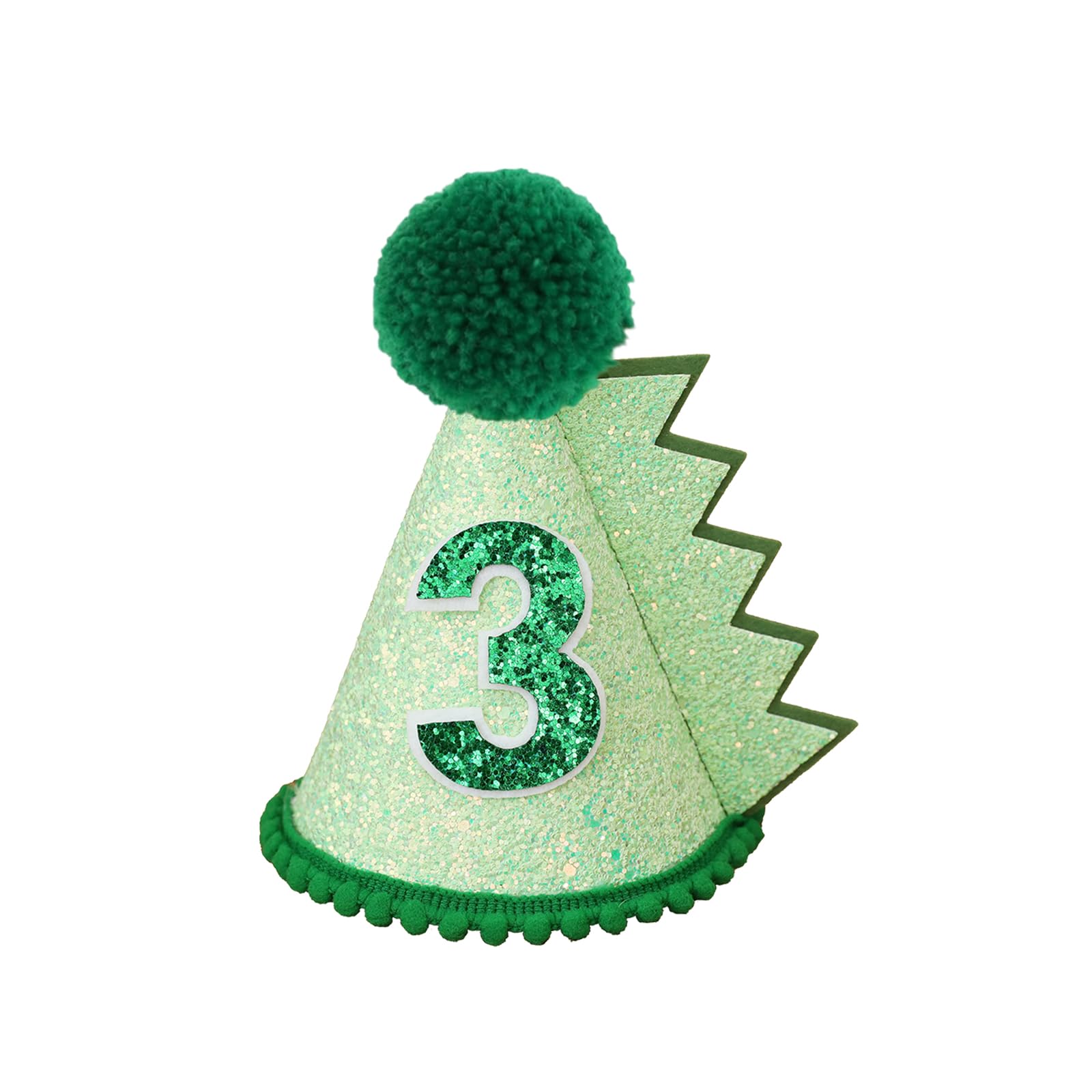 HODIHIWI dinosaur 3rd birthday hat in green for dino-theme party decor