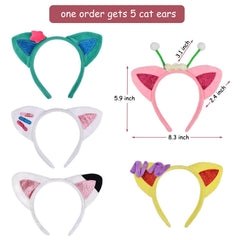 HODRME cat ears headbands in soft flannel with glitter for comfort
