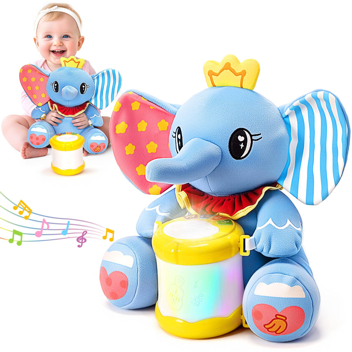 Hodurgyi Elephant plush with lights and music buttons sparks interactive play and early learning