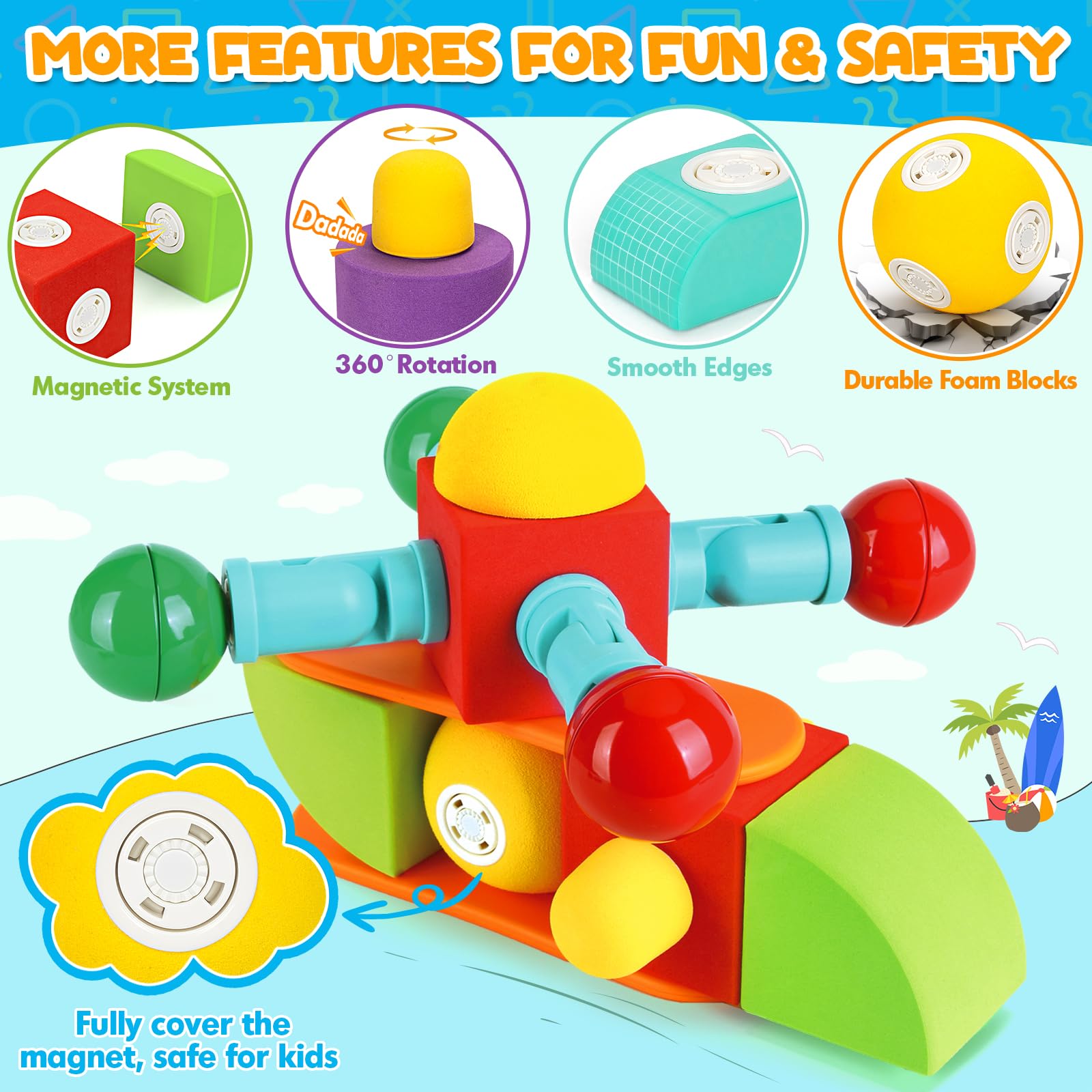 Hodurgyi foam blocks float in water for bath time play.