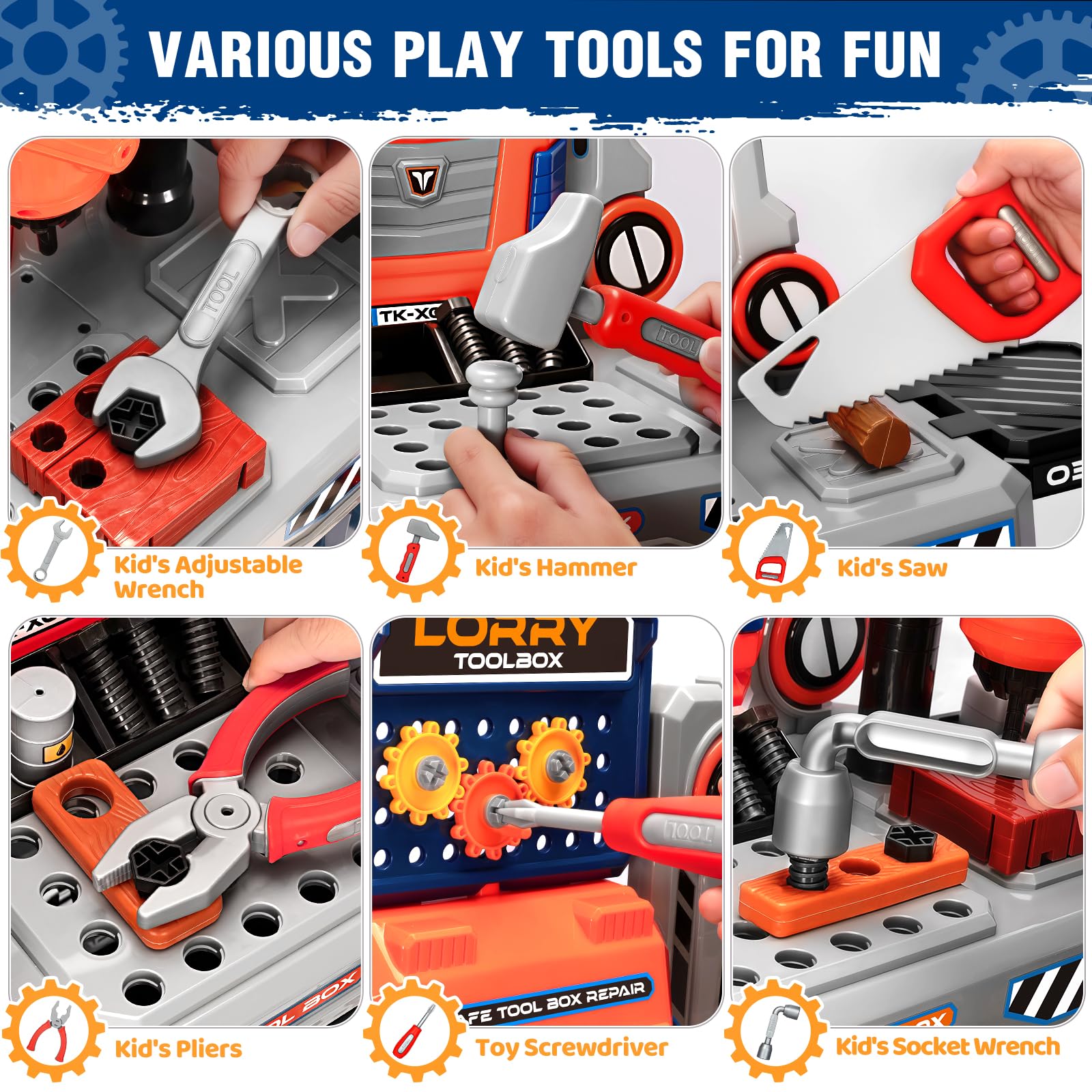 Hodurgyi table-top workbench for pretend cutting and drilling play