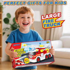Friction-powered wheels help Hodurgyi fire truck toy roll smoothly