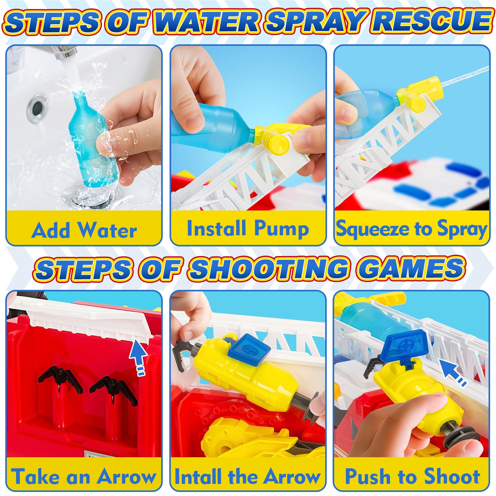 Lights and sounds on Hodurgyi fire truck toy enhance rescue play