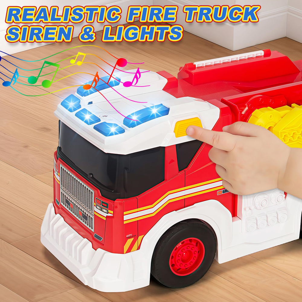 Side compartments on Hodurgyi fire truck toy store pretend gear