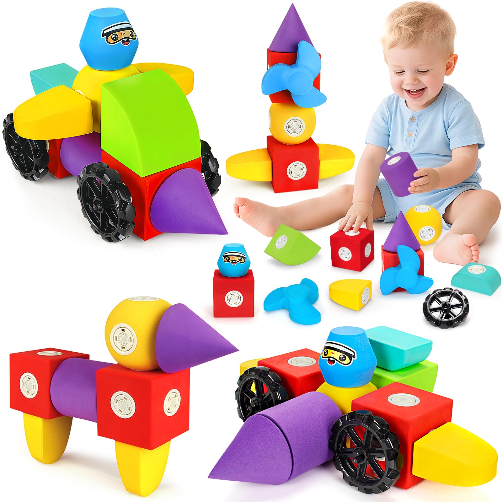Hodurgyi magnetic foam blocks 15pc set for colorful creative building sessions.