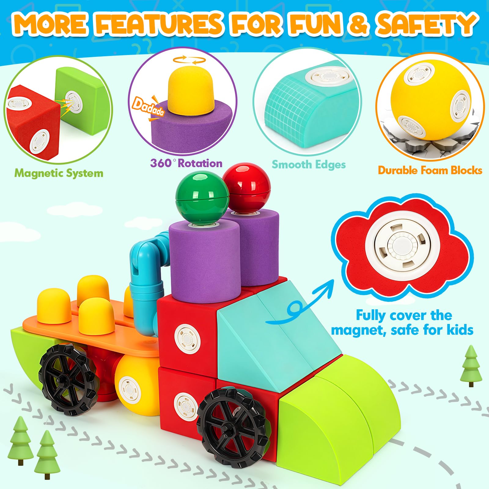 Hodurgyi magnetic foam blocks floating during bath time learning through play