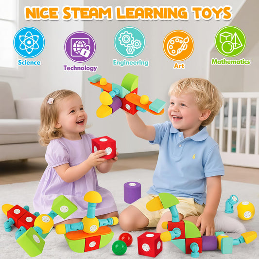 Hodurgyi magnetic foam blocks shown assembling colorful structures for kids.
