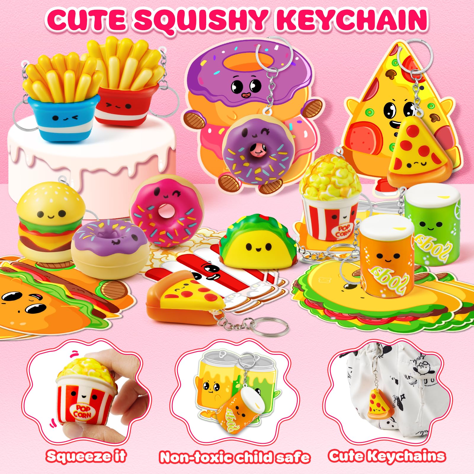 Hodurgyi snack-shape hamburger keychain, playful sensory toy for celebrations