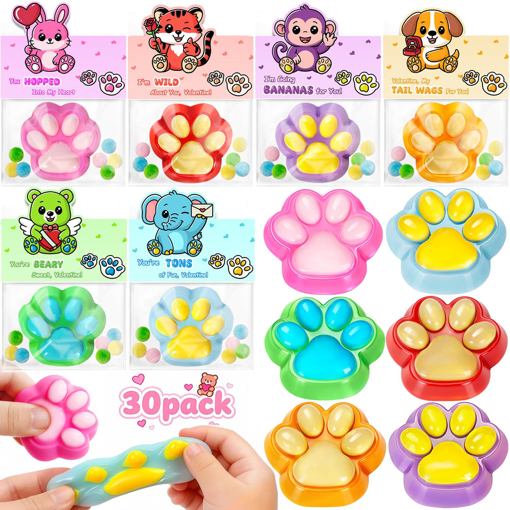 Hodurgyi valentines cards with stretchy paws pack for classroom gifting and social sharing.