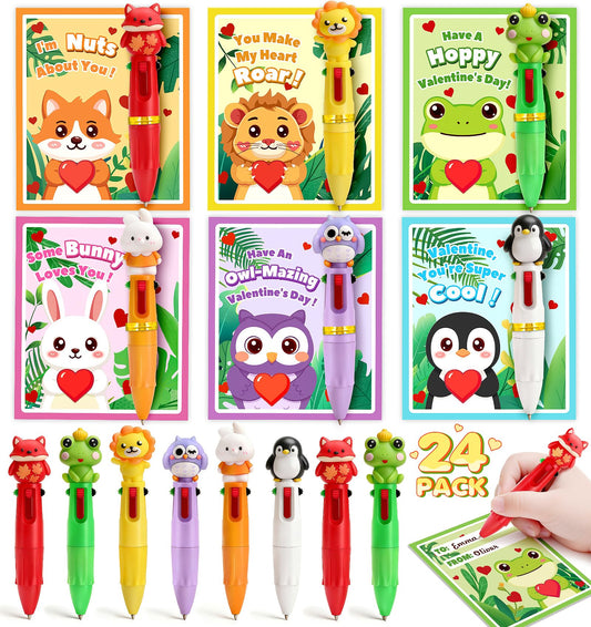 Hodurgyi valentines day pens with colorful animal designs for classroom gifts