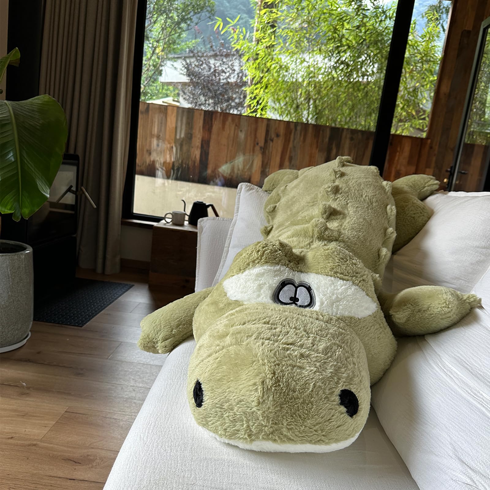 hofun4u green alligator plush pillow used as sofa accent