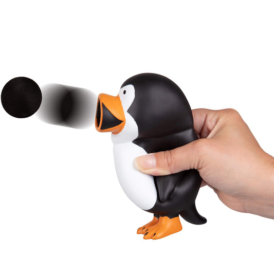 Hog Wild Penguin Ball Popper includes four soft foam balls for safe indoor use