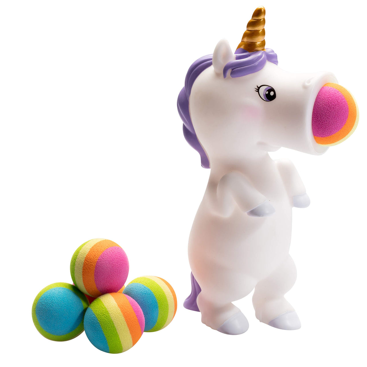 Hog Wild Unicorn Ball Popper in action shooting foam balls up to 20 feet.