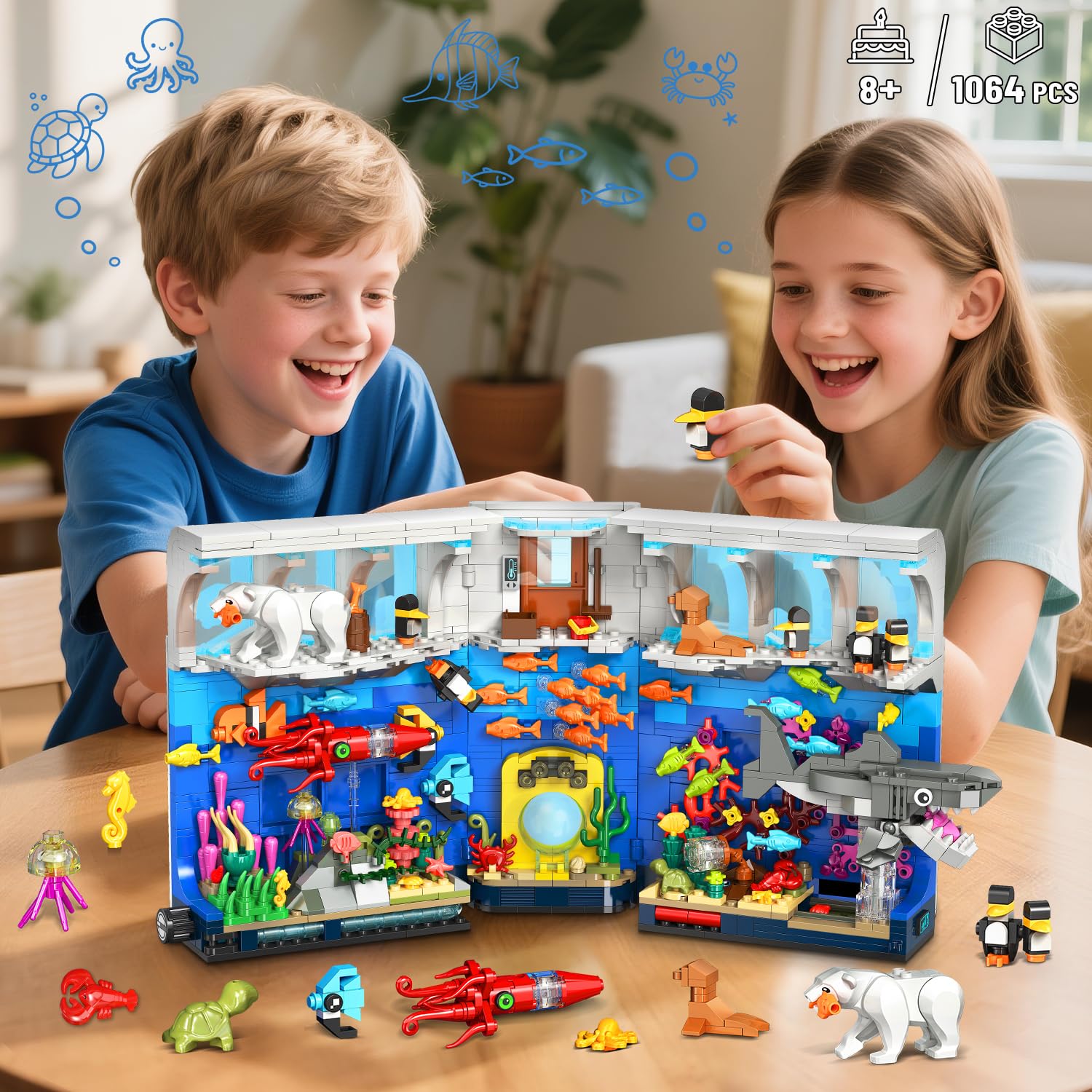 HOGOKIDS Aquarium Book Nook fits on desks and shelves as a compact display.