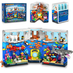 HOGOKIDS Aquarium Book Nook closed front view with ambient lighting for a stylish bookend.