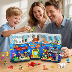 HOGOKIDS Aquarium Book Nook LED glow illuminates the sea floor.
