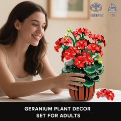 HOGOKIDS artificial geranium bonsai blocks provide a tactile mini garden on your desk.