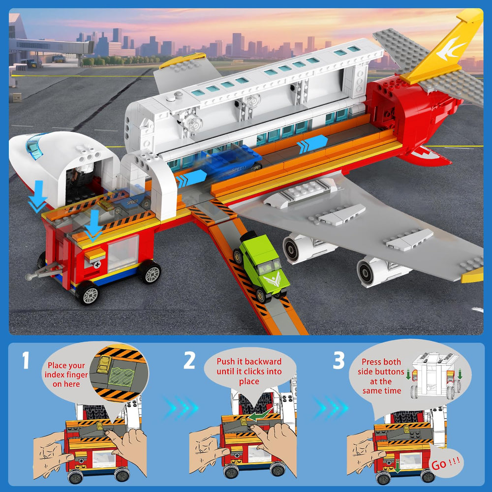 HOGOKIDS boarding-stairs-tow-truck set supports immersive airport role-play.
