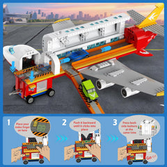 HOGOKIDS boarding-stairs-tow-truck set supports immersive airport role-play.
