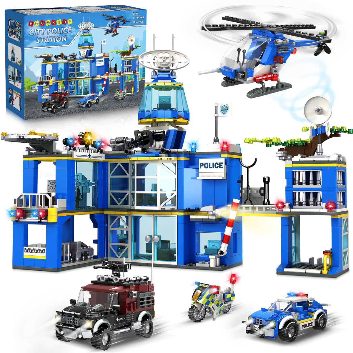 HOGOKIDS city police-station 1260 pcs boosts imaginative play and fine motor skills.