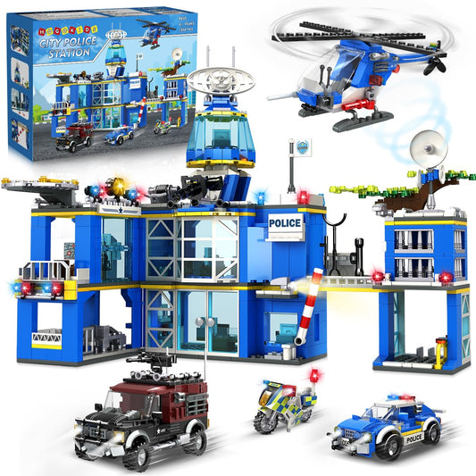 HOGOKIDS city police-station 1260 pcs boosts imaginative play and fine motor skills.