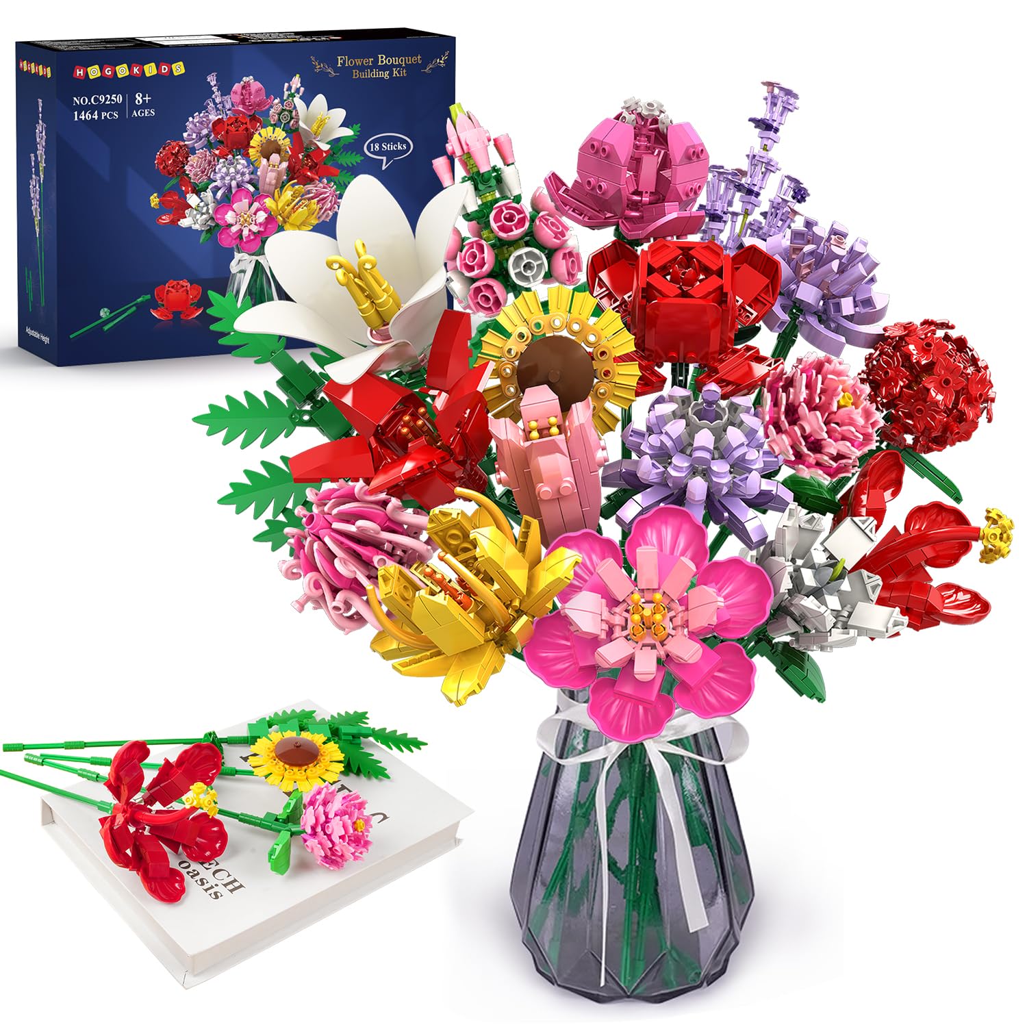 HOGOKIDS flower bouquet set adults with vibrant colors for stylish home decor