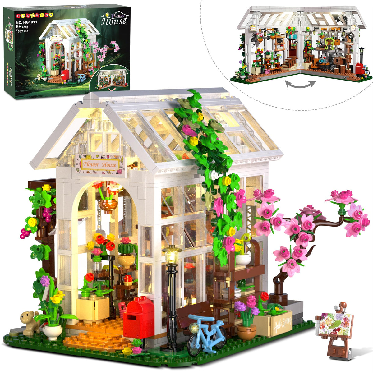 HOGOKIDS Flower House LED exterior view for cozy night display.