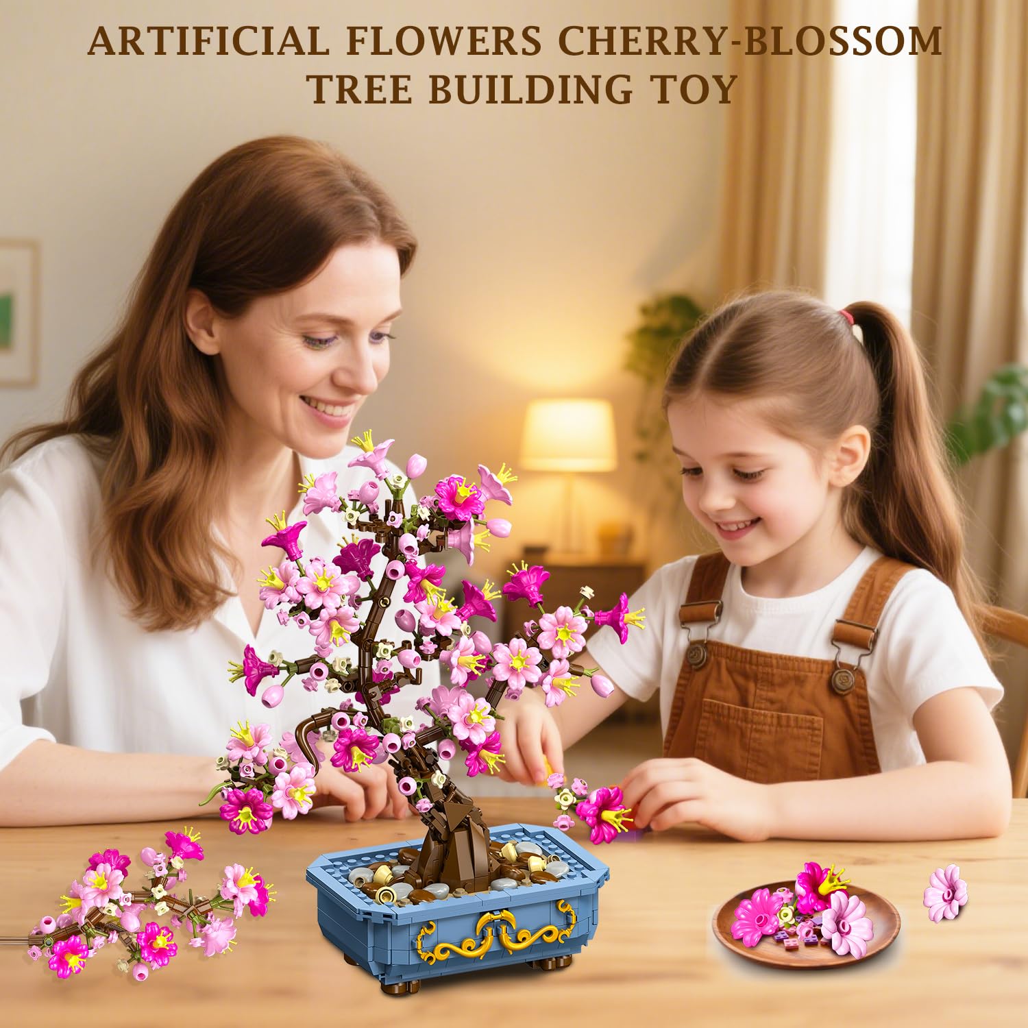 HOGOKIDS Cherry-Blossom Bonsai three trees in bloom for versatile display