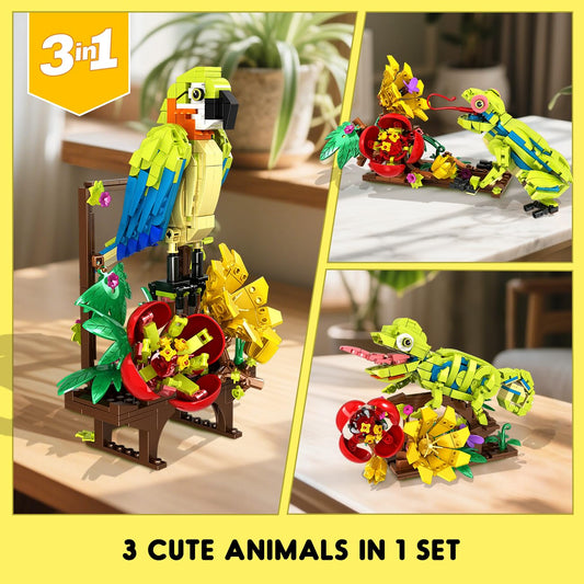 HOGOKIDS flowers frog assembly: vibrant scene for learning and display.