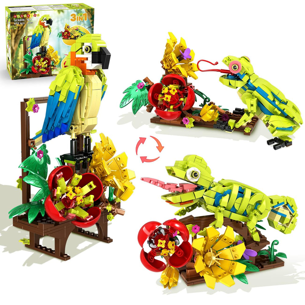 HOGOKIDS flowers parrot assembly: bright tropical colors for imaginative play.