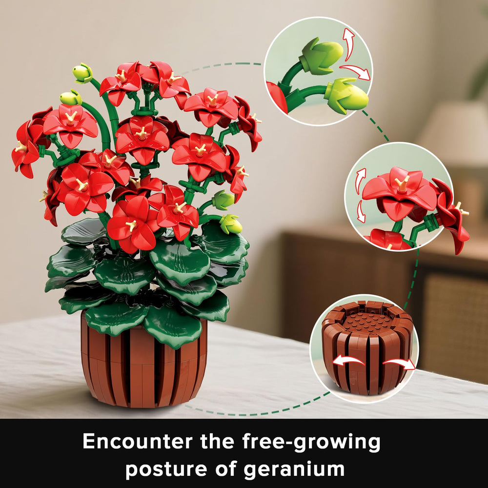 HOGOKIDS geranium potted decor features lifelike stems and pots for stylish office décor.