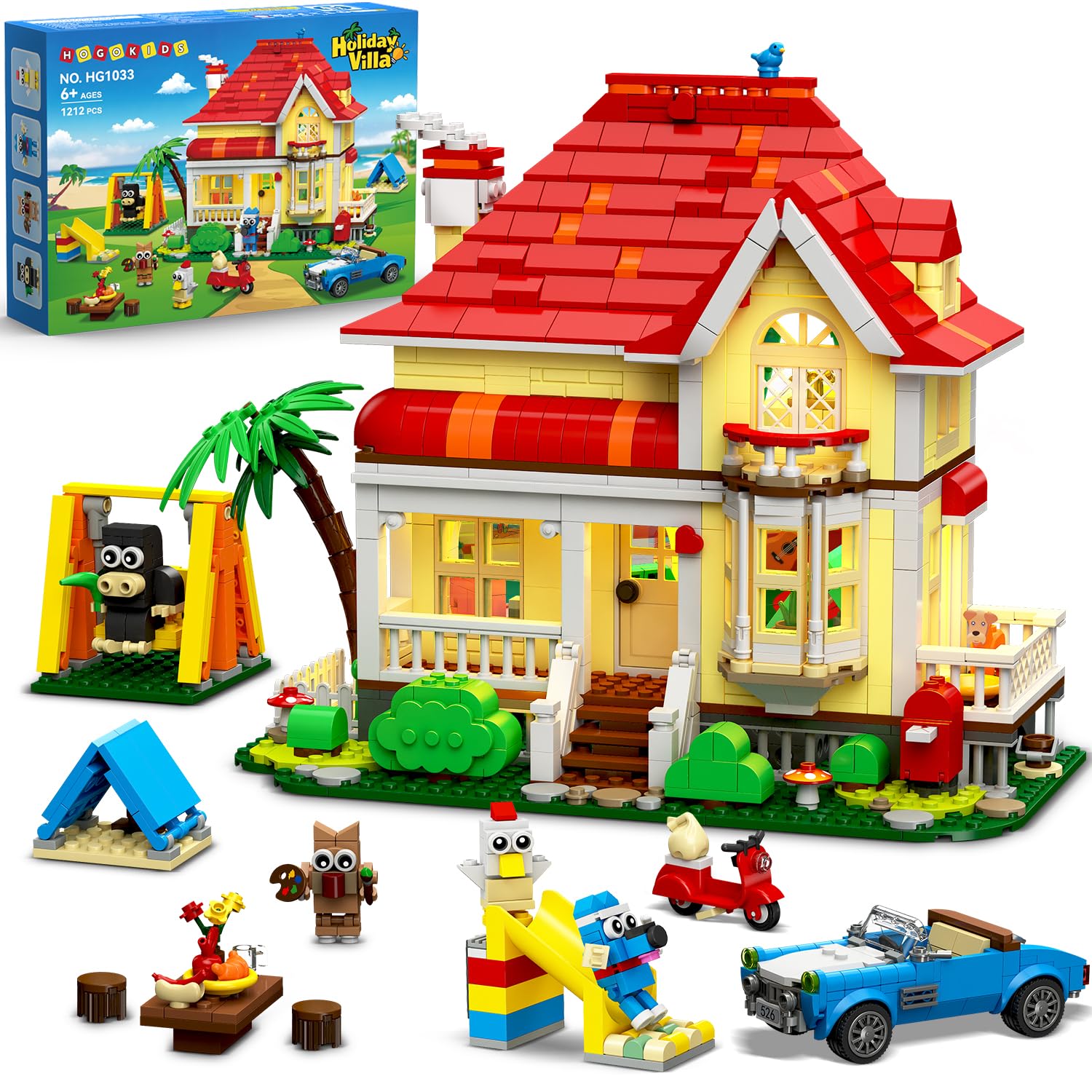 HOGOKIDS girls house interior with LED lights for cozy storytelling
