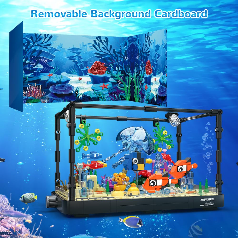 HOGOKIDS removable ocean background board enhances depth and customization for home tanks