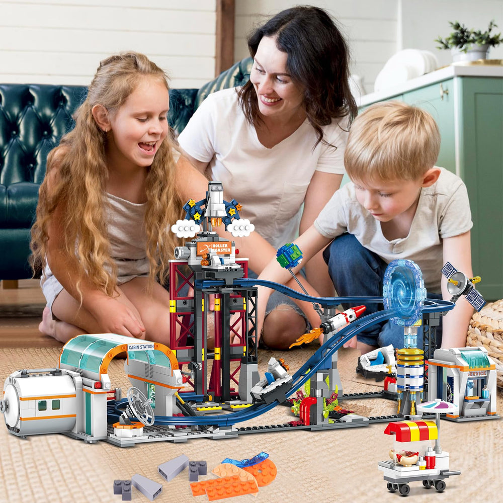 HOGOKIDS Space Roller Coaster satellites add orbiting detail for creative space adventures.