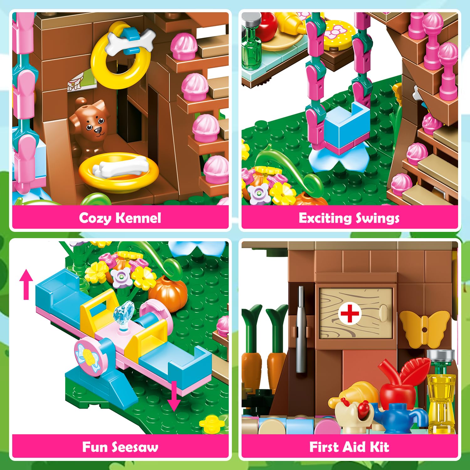HOGOKIDS Dog kennel with puppy detail for pretend pet care