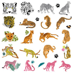 Hohamn Cheetah Tattoos for Kids sheet display with jungle designs