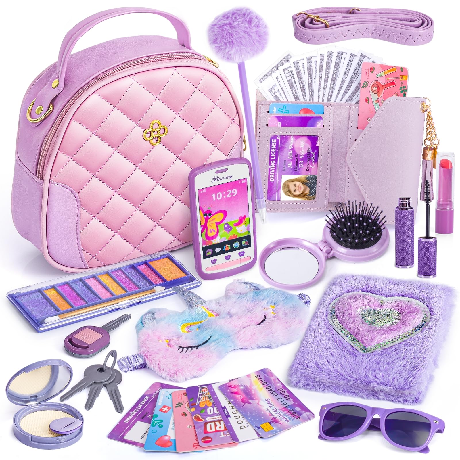 Hohosunlar Little Girl Purse Set displayed as a complete play kit for imaginative pretend play
