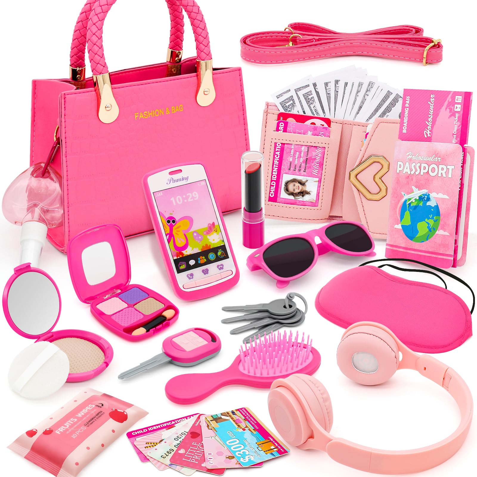 Hohosunlar little girl purse with pretend makeup inspires imaginative play and role-playing.