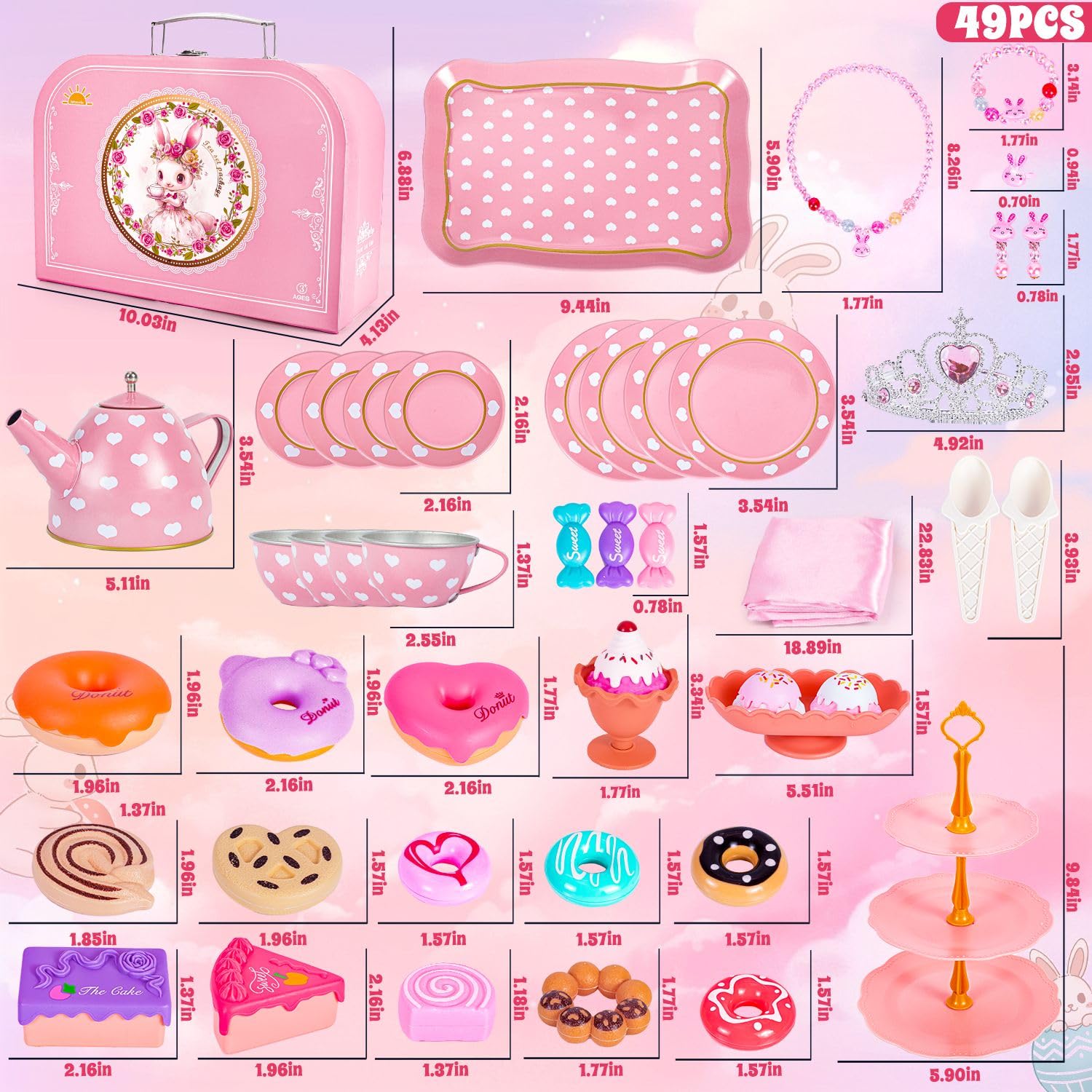 Hohosunlar tea party set serving tray for organized pretend service