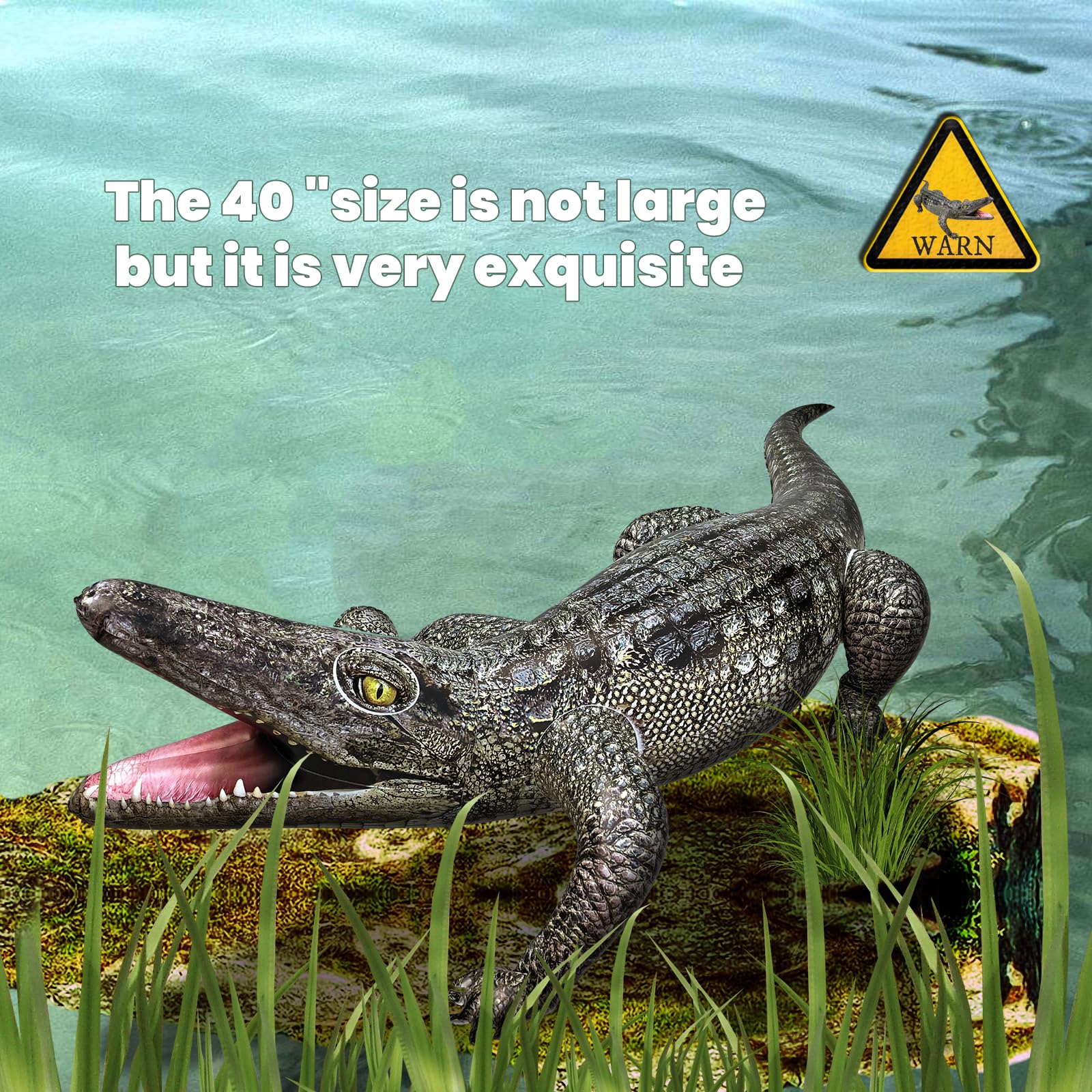 HOHQB inflatable alligator toy doubles as a playful pool float for guests.