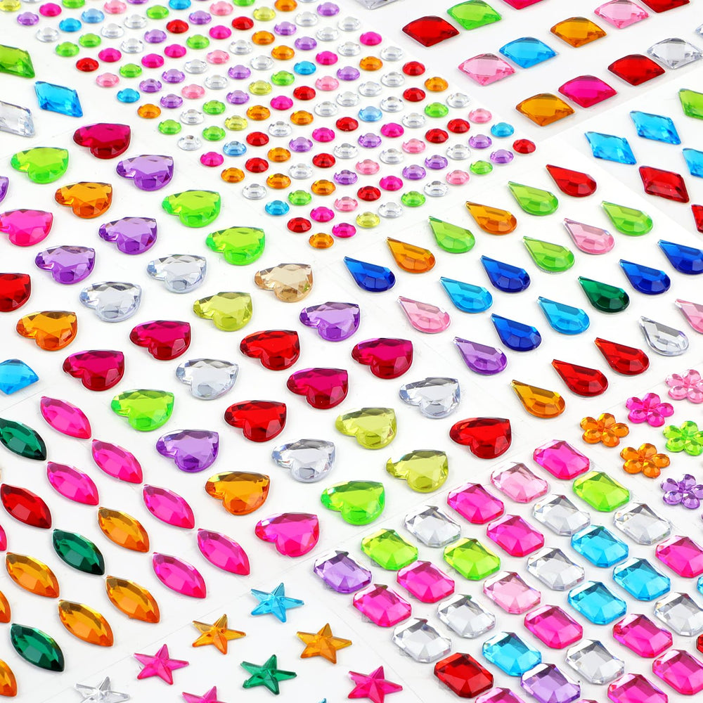 Hoiny 407pcs gem stickers pack enhances kids crafts and scrapbooks.