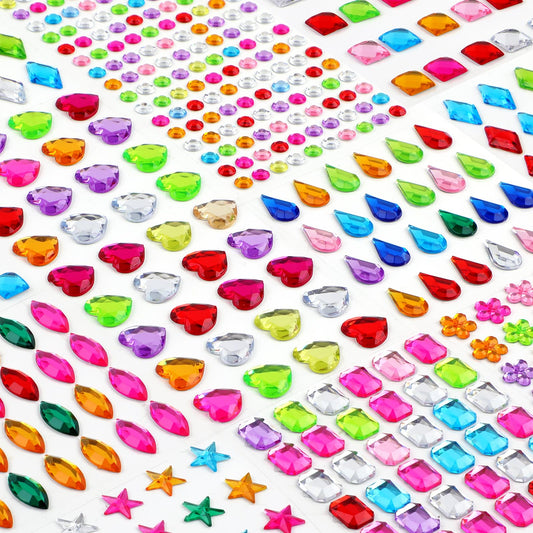 Hoiny 407pcs gem stickers pack enhances kids crafts and scrapbooks.