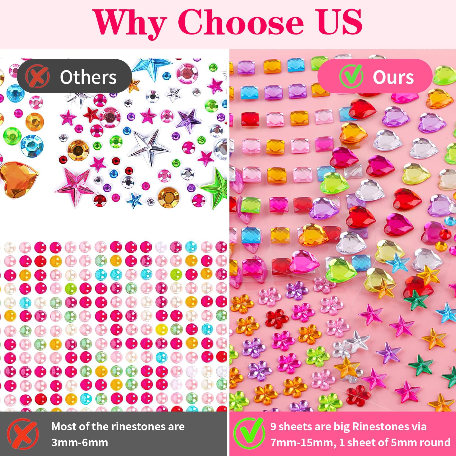 Hoiny multicolor jewel stickers provide vibrant options for playful art projects.