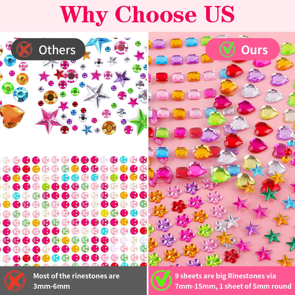 Hoiny multicolor jewel stickers provide vibrant options for playful art projects.
