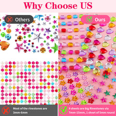 Hoiny multicolor jewel stickers provide vibrant options for playful art projects.