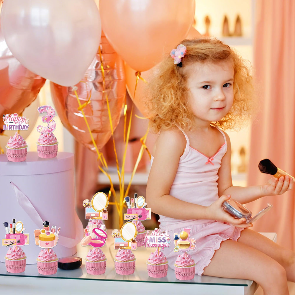 Hokinaa 40-piece makeup-themed toppers ideal for photo moments