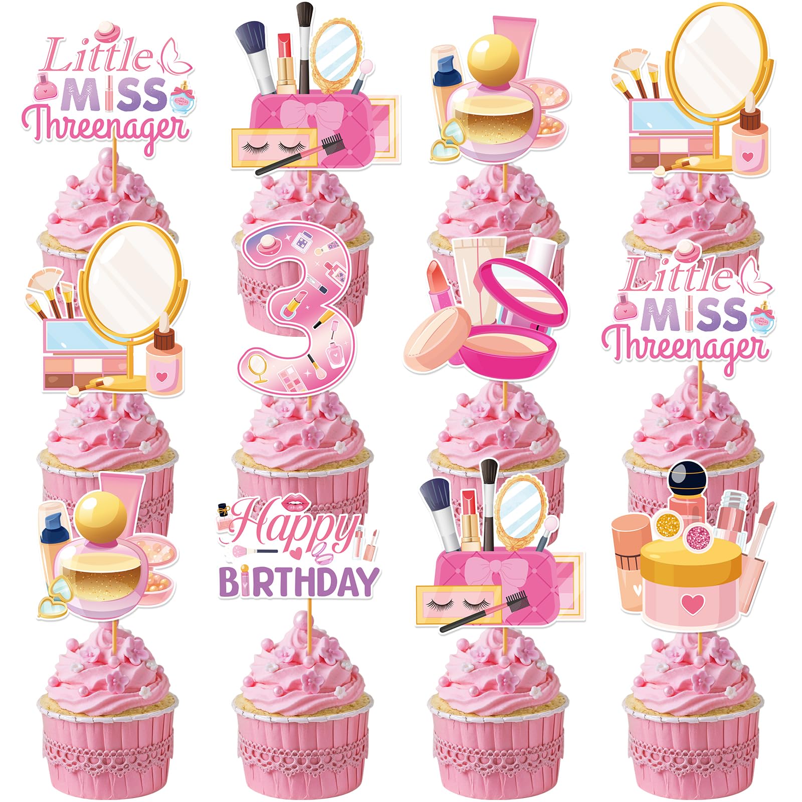 Hokinaa 40-piece birthday toppers set variety patterns for personalized party tables
